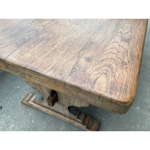 1950s French Vintage Solid Oak Monastery Table For Sale - Image 5 of 12