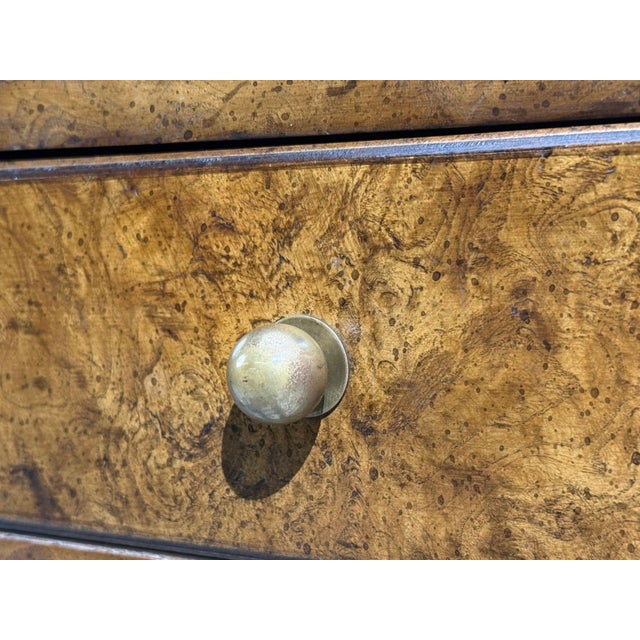 Brown Mastercraft Style, Hollywood Regency, Writing Desk, Burl, Brass, Usa, 1960s For Sale - Image 8 of 14