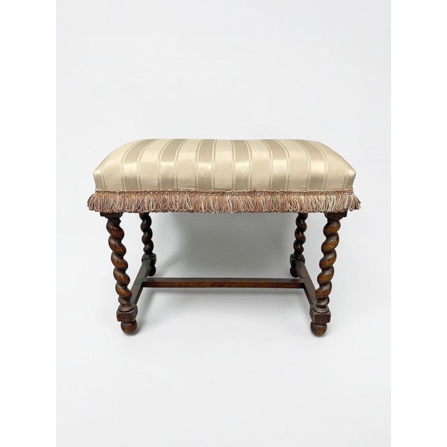 Late 19th Century Antique Jacobean Revival Walnut Barley Twist Bench | Louis XIII Style For Sale - Image 5 of 8