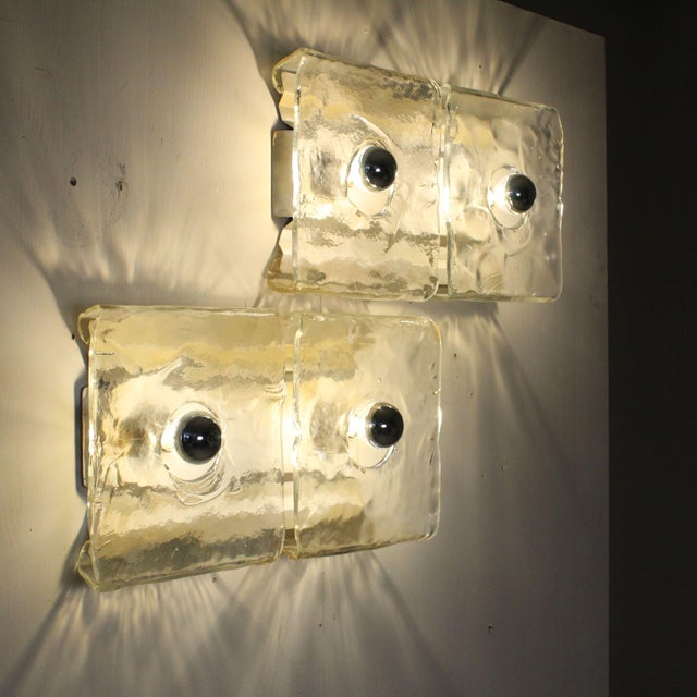 Glass Wall Lighs t by Carlo Nason Kalmar Franken, 1960s, Set of 2 For Sale - Image 6 of 13