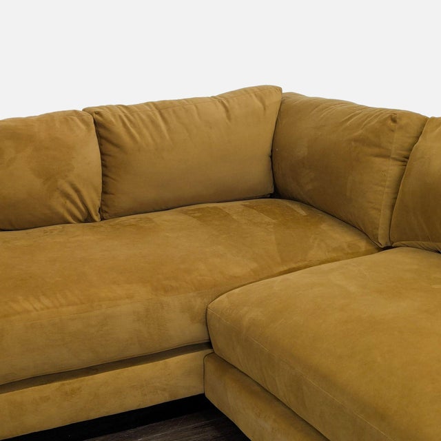 West Elm West Elm Haven Mustard Yellow Velvet Sectional Sofa For Sale - Image 4 of 9