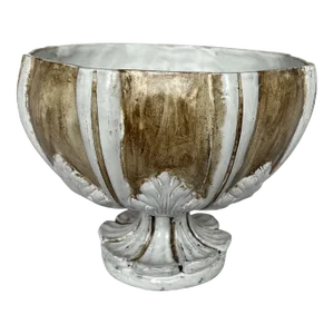 1990s Italian Hand Painted Brown/White Ceramic Vase