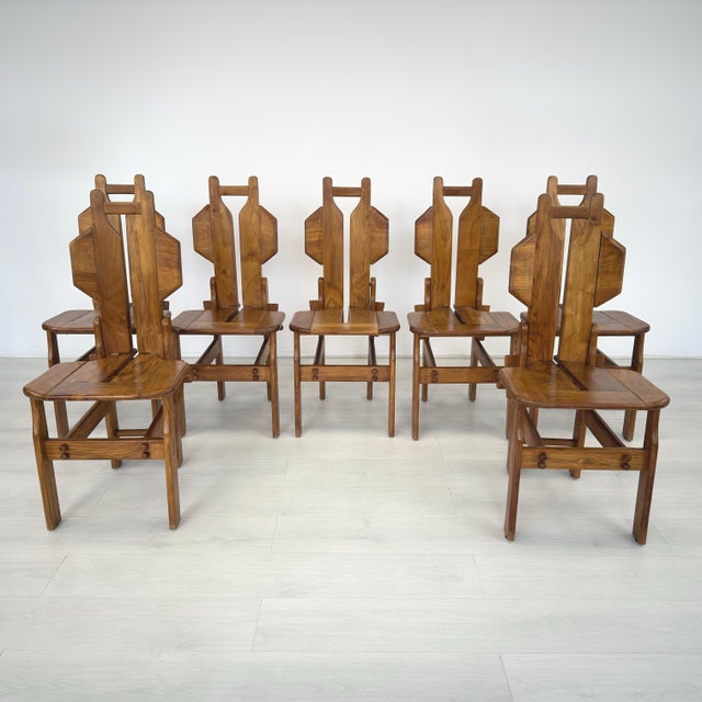 Brutalist Italian Brutalist Dining Chairs - Set of 7 For Sale - Image 3 of 15