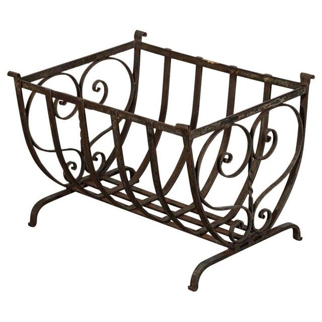 Mid-Century English Brutalist Wrought Iron Log Basket, 1960 For Sale - Image 13 of 13