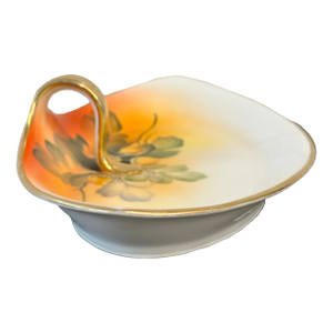 Nippon Vintage Japan Hand Painted Serving Dish With Gilded Handle
