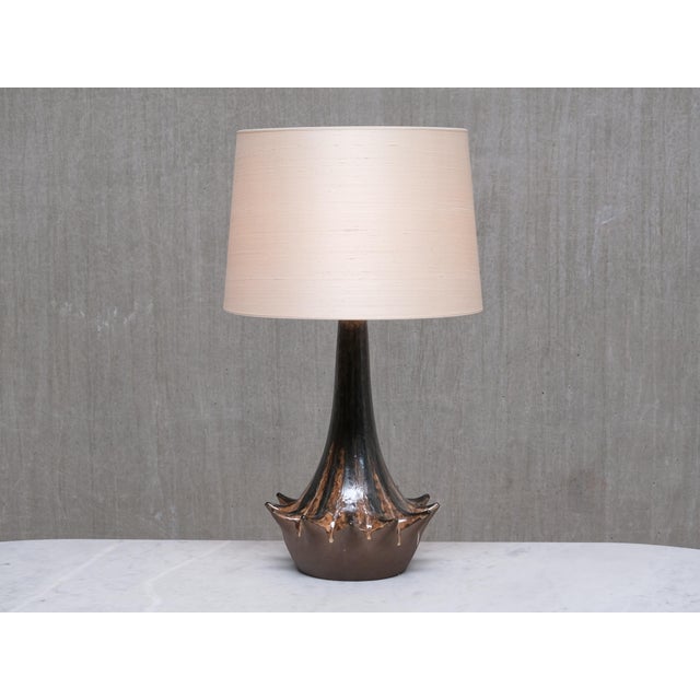 Black Large Sculptural Ceramic Table Lamp from Niels Preben Larsen, Denmark, 1970s For Sale - Image 8 of 13