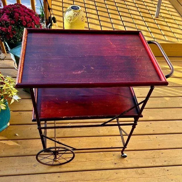 American Early 1900s Industrial, Two-Tier Bar Cart by Fulton Manufacturing Co., Bay City, Michigan For Sale - Image 3 of 12
