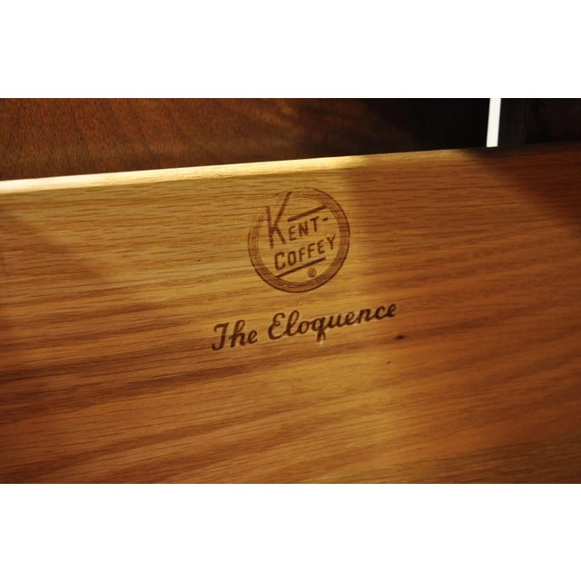 Kent Coffey Eloquence Mid Century Modern Walnut Tall Chest Highboy Dresser For Sale - Image 11 of 13