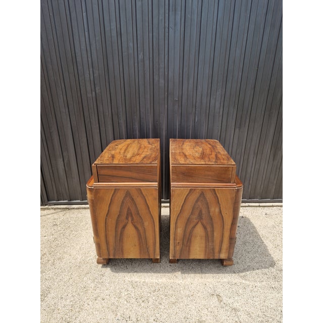Brown Vintage Art Deco Bedside Tables, 1930s, Set of 2 For Sale - Image 8 of 18