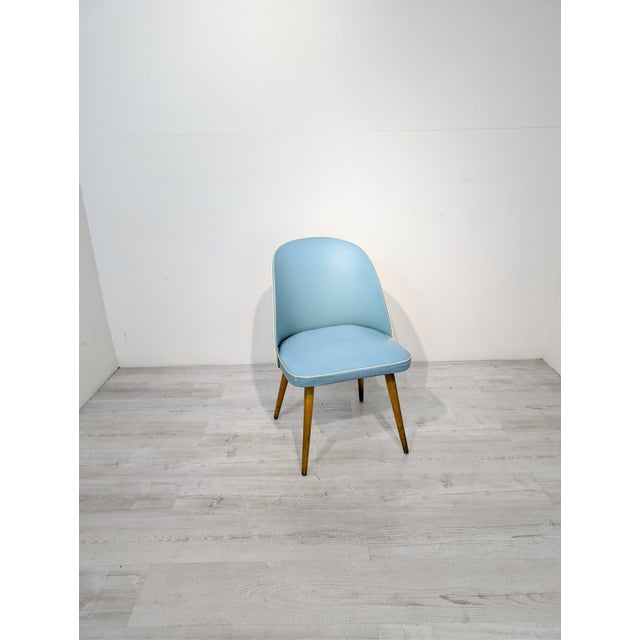 Vintage Blue Leather Armchair, 1950s For Sale - Image 14 of 14