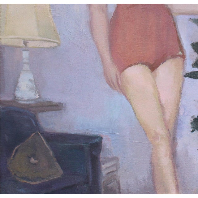 2020s Original Figurative Painting on Canvas, Mid-Century Modern-Inspired Interior by Michelle Farro For Sale - Image 5 of 6