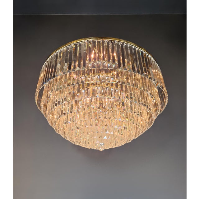 Metal Postmodern Modern Gold Brass Round Chandelier Art Nouveau XXL For Sale - Image 7 of 11