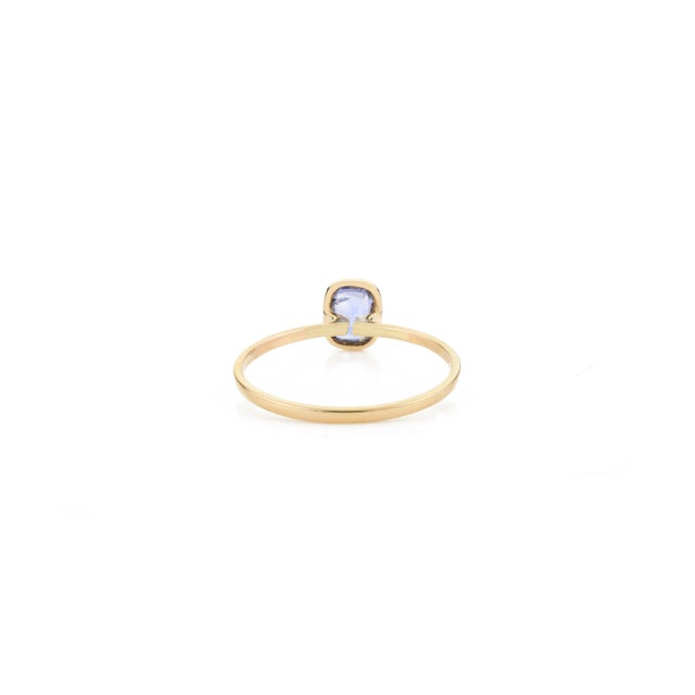 Metal Dainty Blue Sapphire 14k Yellow Gold Promise Ring Size 6 For Sale - Image 7 of 11