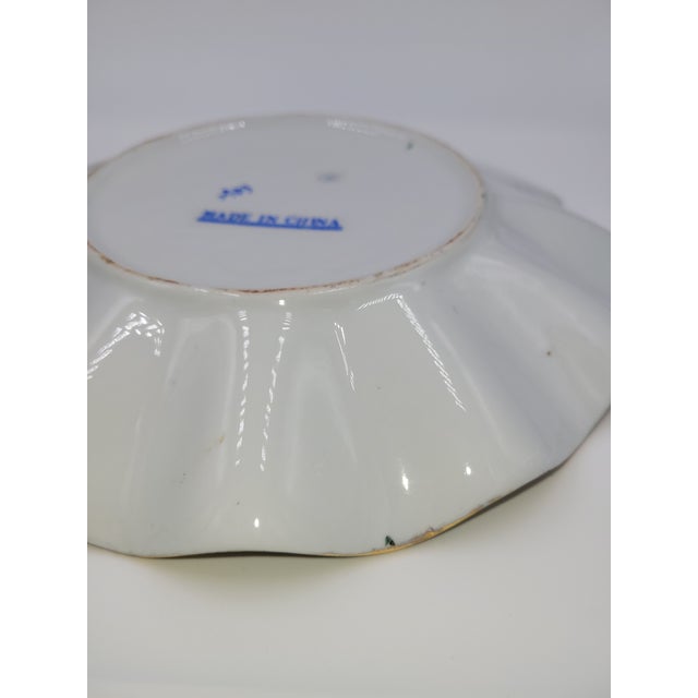 Mid 20th Century Mid 20th Century Chinese Fruit & Butterfly Porcelain Scalloped Edge Decorative Plate For Sale - Image 5 of 5
