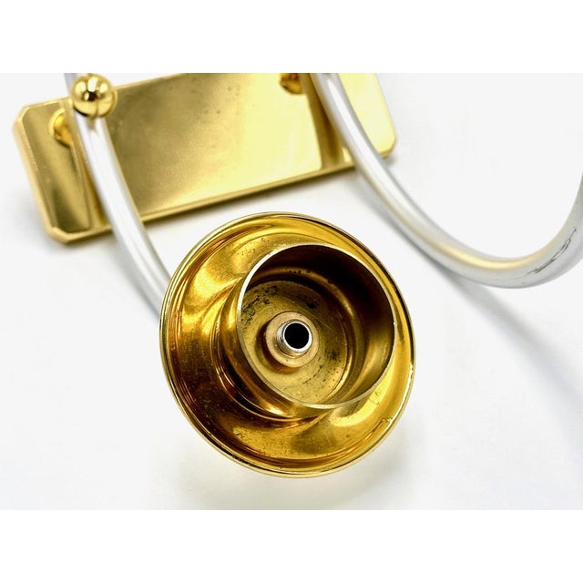 Silver Vintage Brass and Aluminium Candleholder, 1980s For Sale - Image 8 of 11