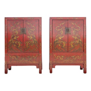 19th Century Chinoiserie Dragon Tail Motif Cabinets - a Pair For Sale