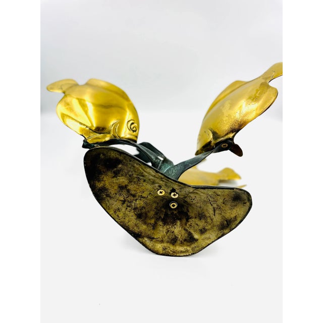 Vintage Brass & Bronze Tropical Fish Statue For Sale - Image 9 of 12