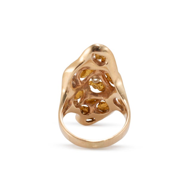 Early 21st Century Orocal Genuine Hand Crafted Gold Nugget 14k Yellow Gold Diamond Cocktail Ring, Size 8.5 For Sale - Image 5 of 8