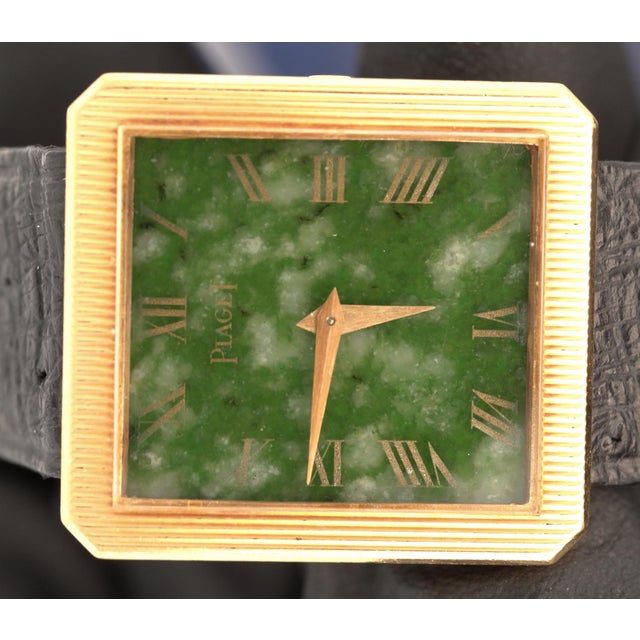 1970s Piaget Protocole Jade Dial 18k Gold 25mm Vintage Watch For Sale - Image 9 of 9