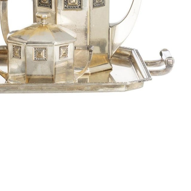 Art Deco Silver Plated Tea Set, Set of 5 For Sale - Image 5 of 6