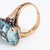 Metal 14ct Aquamarine Ring Icy Blue Vintage Mid Century 14k Gold Emerald Cut Ruby, Size 6.5 For Sale - Image 7 of 7