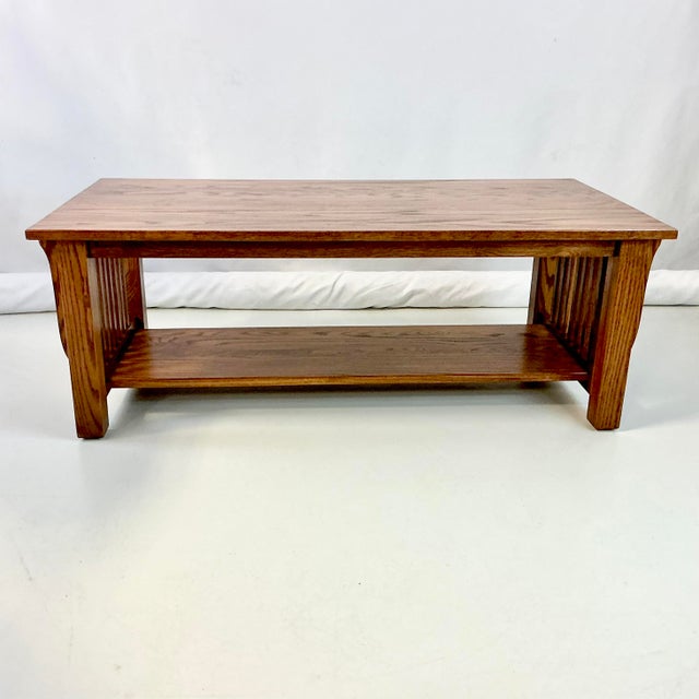 1990s Vintage Arts & Crafts America Shaker Oak Coffee Table, After Stickley. For Sale - Image 13 of 18
