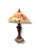 Elegant signed Art Nouveau table lamp featuring a beautifully hand-painted floral shade with soft pink roses and flowing...