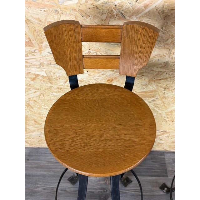 Vintage Brutalist Bar Stools in Iron and Wood, 1960s, Set of 2 For Sale - Image 6 of 18