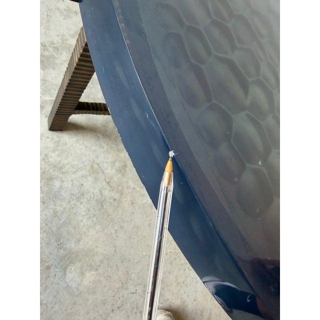 Modern Donghia Sculptural Bronze Base & Ribbed Blue Lucite Coffee Table For Sale - Image 10 of 12