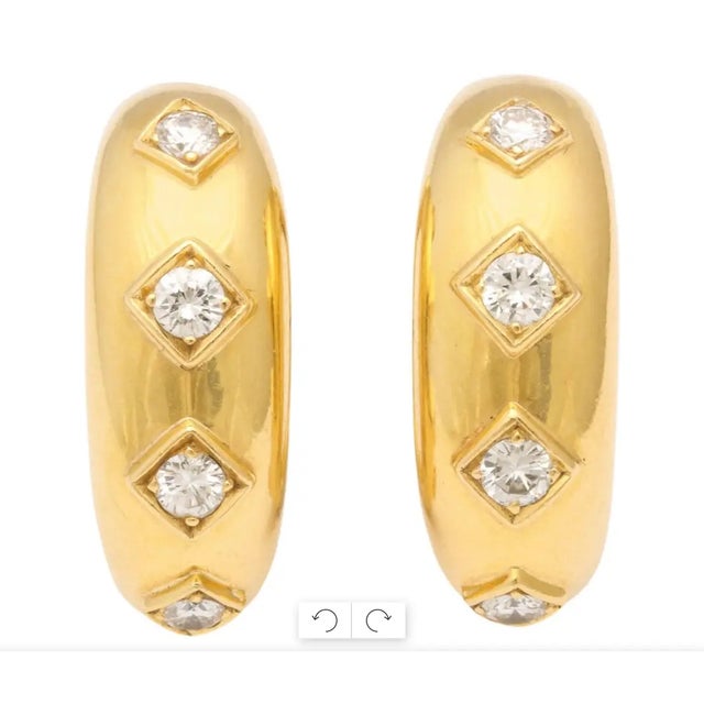 David Webb Gold and Diamond Clip-on With Post Earrings - A Pair of 2 For Sale - Image 9 of 10