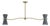 Gable Linear Chandelier, Antique Brass with Storm Blue Shade For Sale
