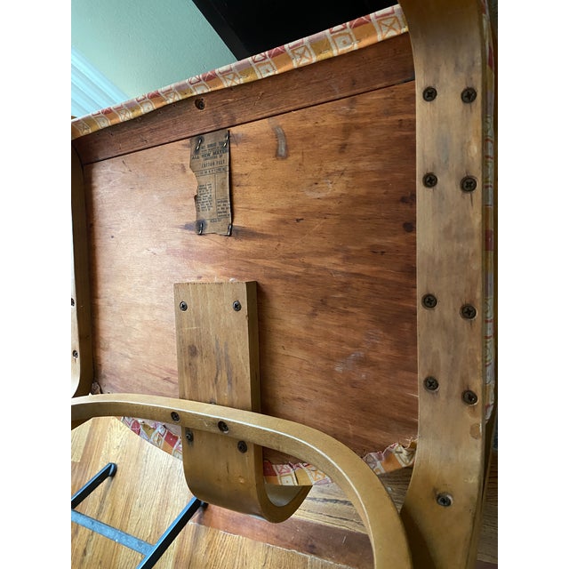 Joe Atkinson Designed Thonet Industries Arm Chairs Upholstered in Eames Crosspatch For Sale - Image 10 of 12