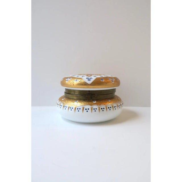 Antique Vanity Jewelry Box Bohemian Gold White Opaline Glass, Ca. Late 19th C For Sale - Image 14 of 15