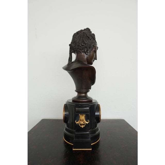 Black Vintage French Bust Mantel Clock For Sale - Image 8 of 18