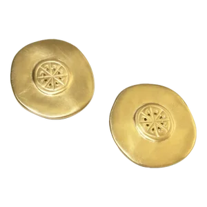 1980s Givenchy Neoclassical Motif Open Work Goldtone Shield Earrings - 2 Pieces