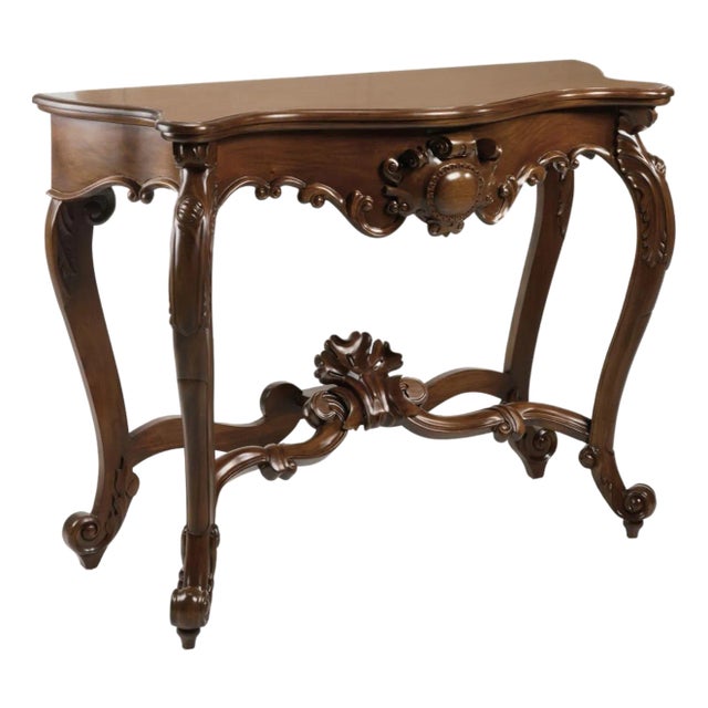 20th Carved Mahogany Baroque Style Console Table For Sale