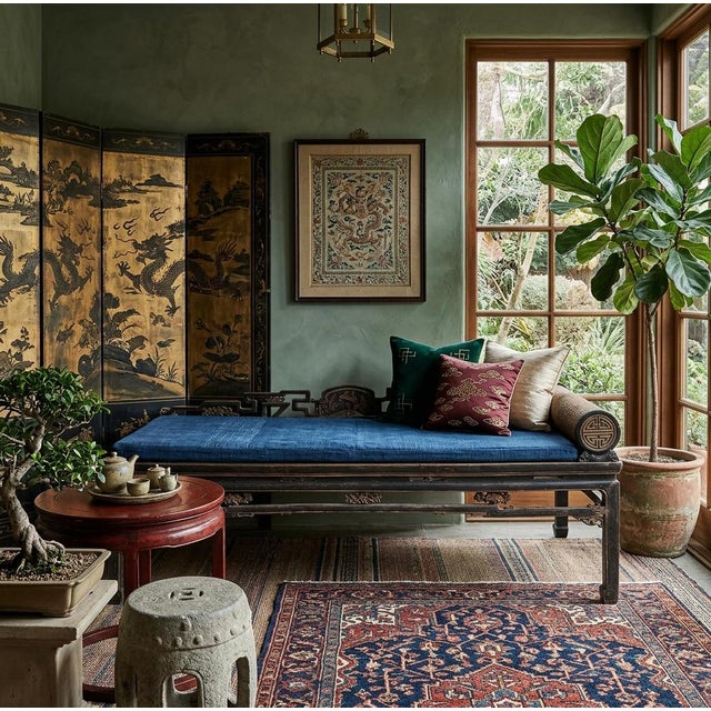 Vintage Chinese Fujian Chinoiserie Style Motif Carving Day Bed Chaise Bench For Sale - Image 13 of 14