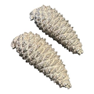 Vintage 1980’s Gumps Italian Solid Metal Pinecone Objets - A Pair For Sale