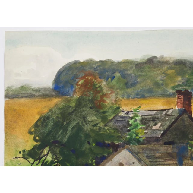 Farmhouse 1922 Egbert Cadmus New England Farmhouse Landscape Watercolor Painting For Sale - Image 3 of 8
