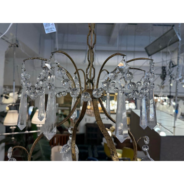 Brazilian Rock Crystal Chandelier, Mid 20th Century For Sale - Image 4 of 12