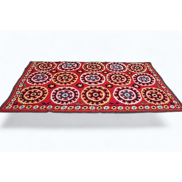 Textile Vintage Hand Embroidered Suzani Wall Hanging, 1920s For Sale - Image 7 of 18