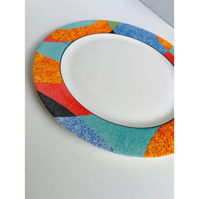 Mid-Century Modern 1970s Vintage Arcopal France Abstract, Multi Color Opal Glass Charger/ Chop Plate For Sale - Image 3 of 6