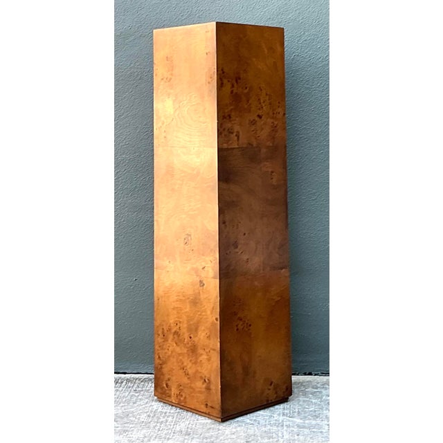 Mid-Century Modern Vintage Burl Wood Pedestal For Sale - Image 3 of 12