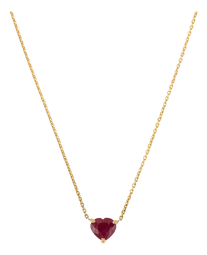 1 Carat Heart-Cut Red Ruby Necklace by VRJewels in 14k Solid Gold- 18 Inch Length