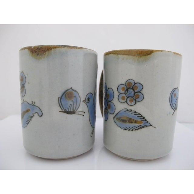 Set of 2 incredibly sweet vintage Ken Edwards Mexican pottery, coffee cups from the El Palomar studio in Tonalá, Mexico....