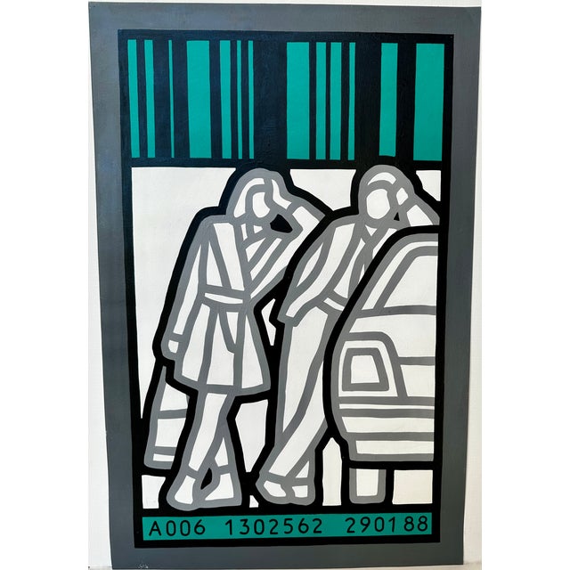 "A 006 1302562 290188" by Jean Paul Albinet. Signed on back. Dated 1988 Paris. Acrylic on Canvas - H26" x W: 17 1/4"...