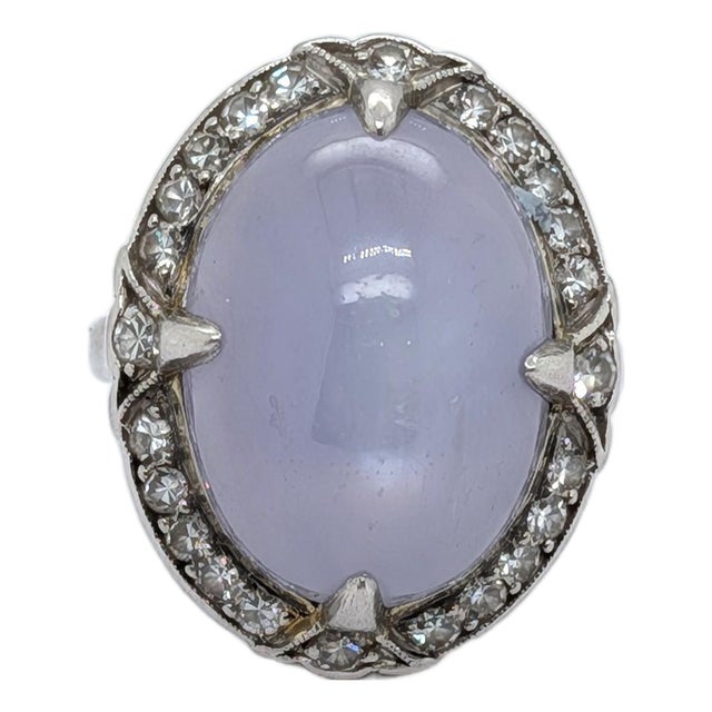 Late 20th Century Platinum Cocktail Ring With Gia Certified Oval Star Sapphire - Size 4.75 For Sale