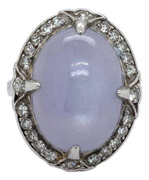 Late 20th Century Platinum Cocktail Ring With Gia Certified Oval Star Sapphire - Size 4.75
