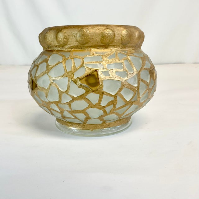 Mexican 1980s Vintage Boho Chic Neiman Marcus Mexican Mosaic Glass Candle Holder. For Sale - Image 3 of 7