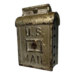 Rare Antique 1920's a.c. Williams Cast Iron Us Mail Still Coin Dime Figural Bank For Sale